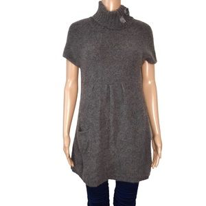Ochre Pure Cashmere Sweater Gray Turtleneck Babydoll Short Sleeve Womens Small
